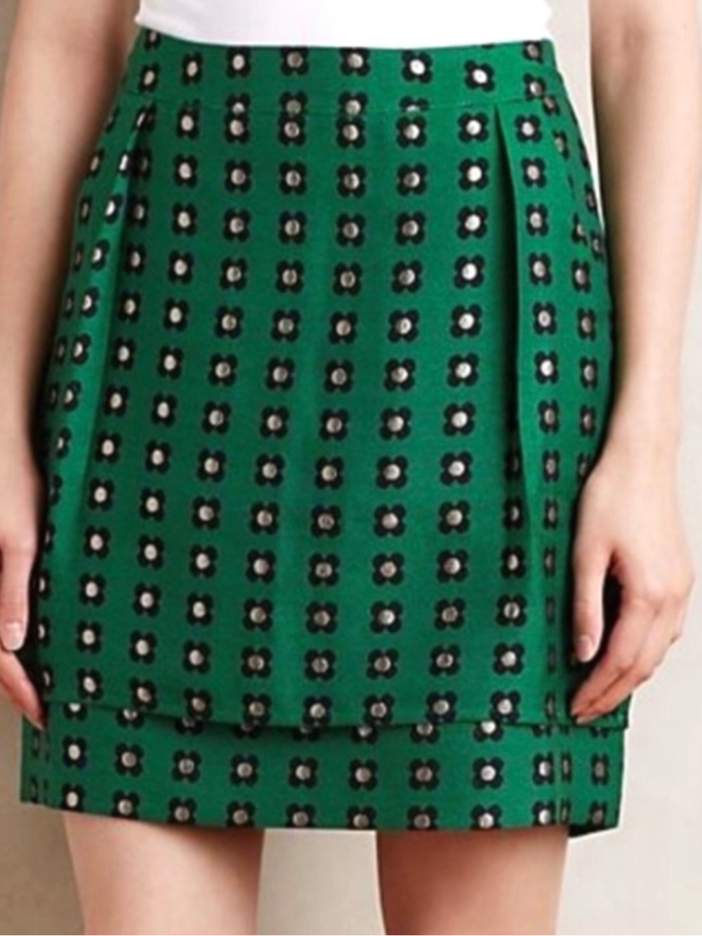 Anthropologie HD in Paris Garden Glimmer Tiered A-Line Skirt